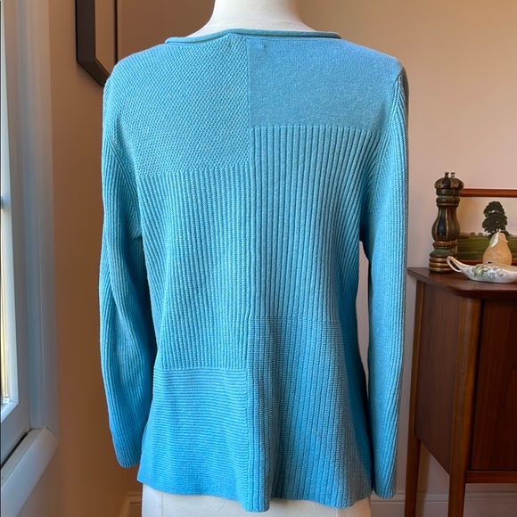 Blue Ribbed Knit Sweater - Picture 4 of 5